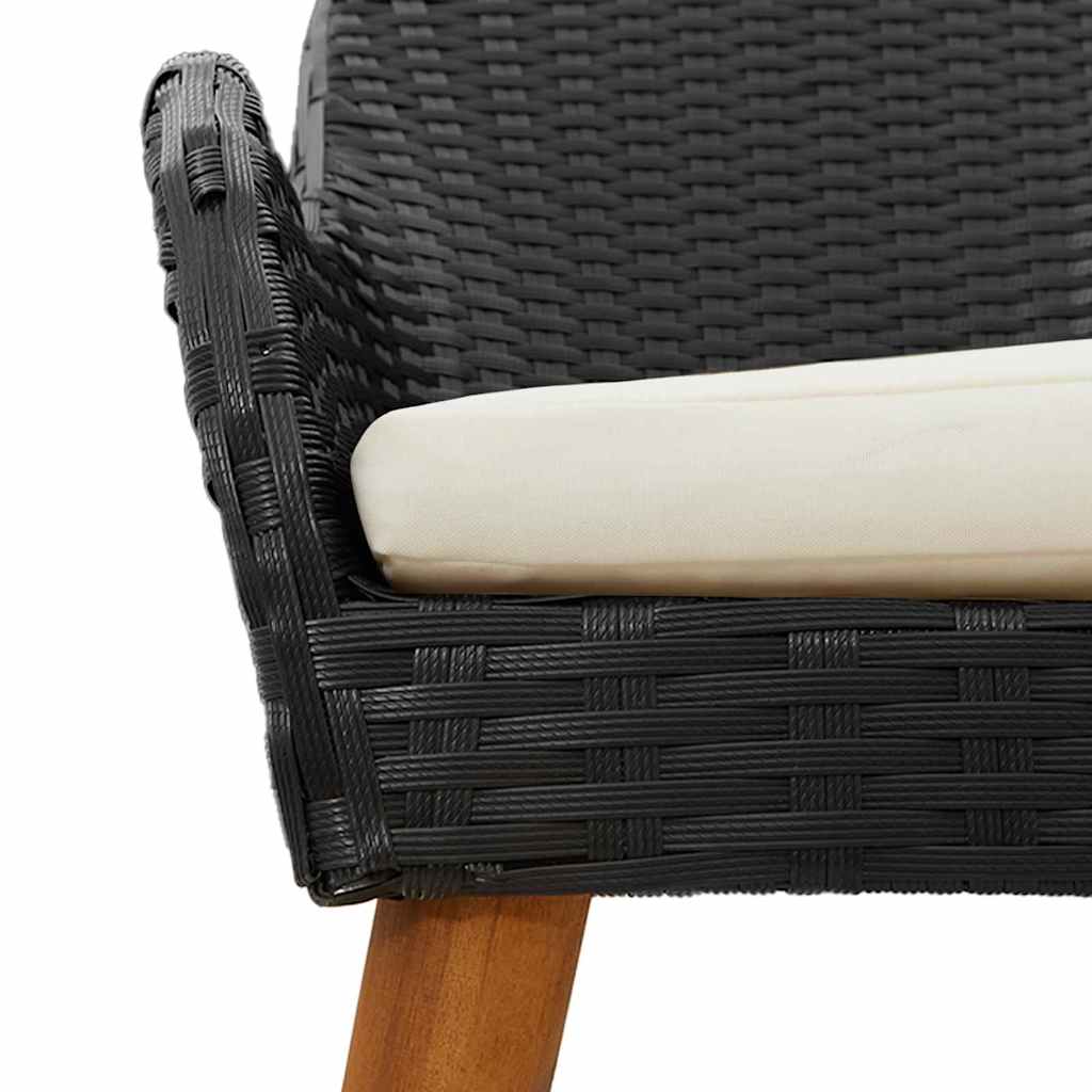 Garten Essgruppe mit Kissen 3 pcs Schwarz Poly-Rattan