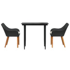Garten Essgruppe mit Kissen 3 pcs Schwarz Poly-Rattan