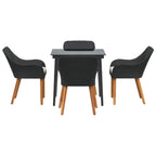 Garten Essgruppe mit Kissen 5 pcs Schwarz Poly-Rattan