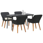 Garten Essgruppe mit Kissen 5 pcs Schwarz Poly-Rattan