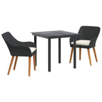 Garten Essgruppe mit Kissen 3 pcs Schwarz Poly-Rattan