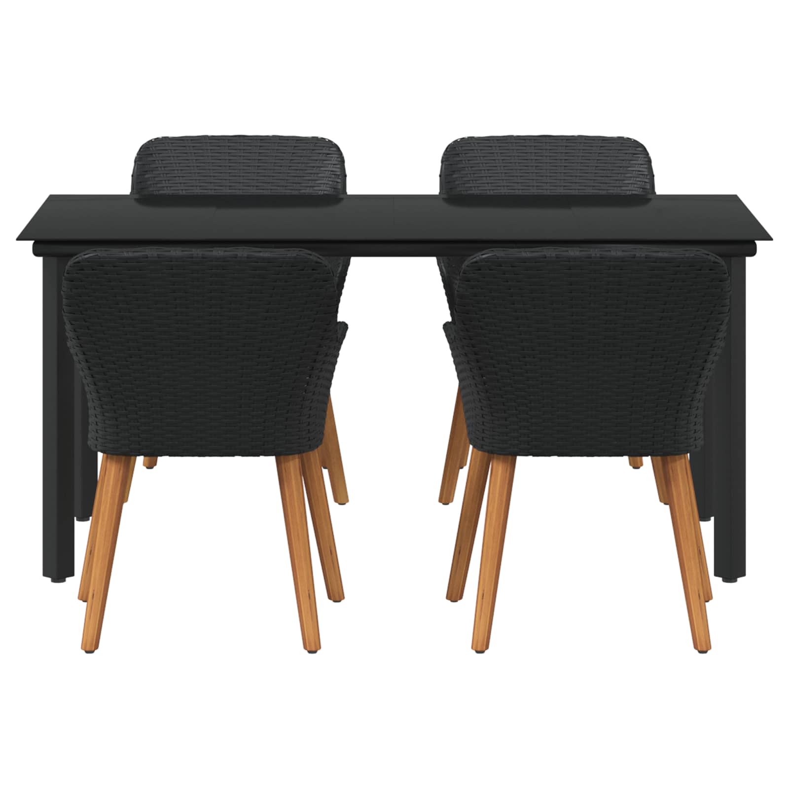 Garten Essgruppe mit Kissen 5 pcs Schwarz Poly-Rattan