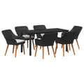 Garten Essgruppe mit Kissen 7 pcs Schwarz Poly-Rattan