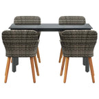 Garten Essgruppe mit Kissen 5 pcs Grau Poly-Rattan