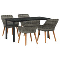Garten Essgruppe mit Kissen 5 pcs Grau Poly-Rattan