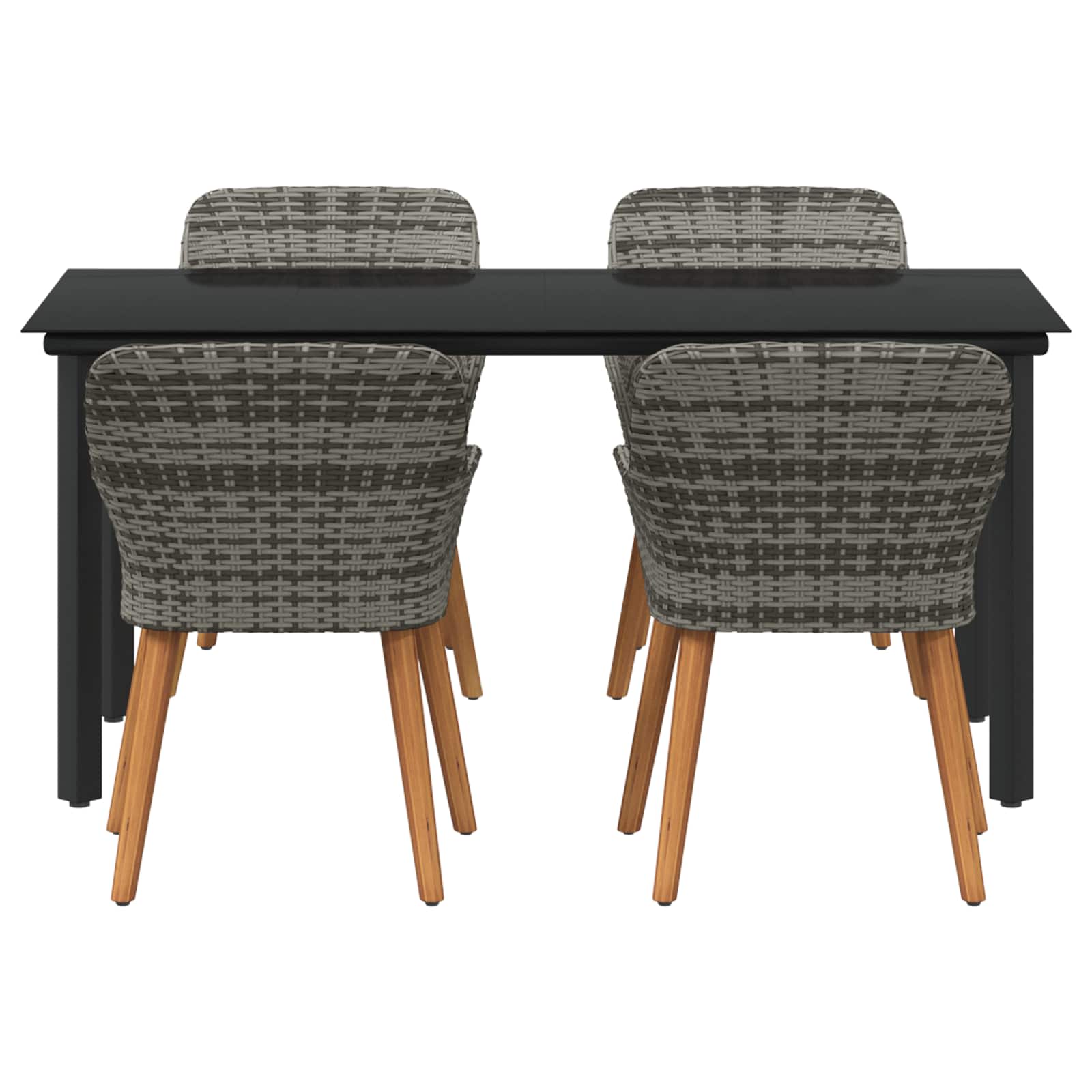 Garten Essgruppe mit Kissen 5 pcs Grau Poly-Rattan