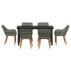 Garten Essgruppe mit Kissen 7 pcs Grau Poly-Rattan