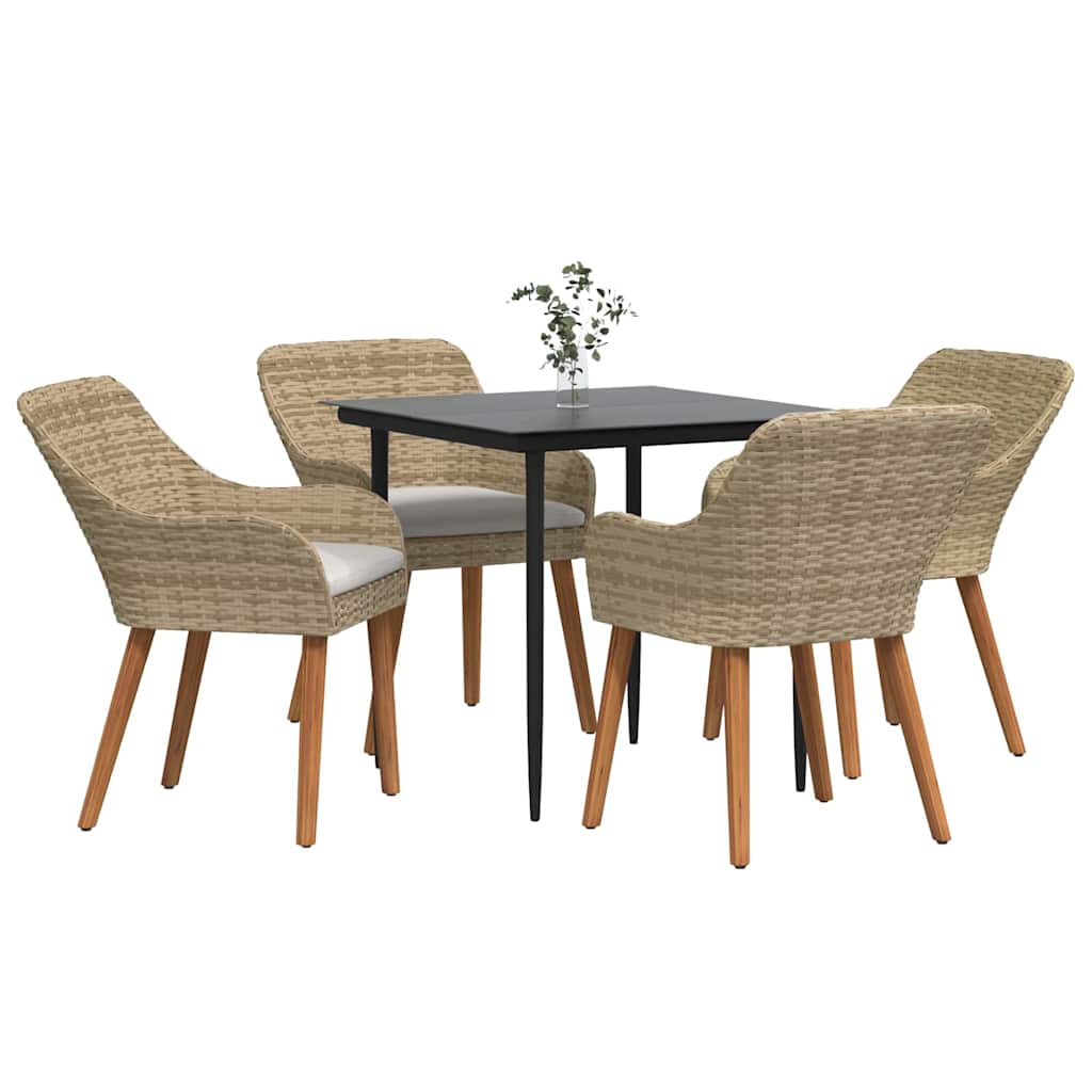 Garten Essgruppe mit Kissen 5 pcs Beige Poly-Rattan