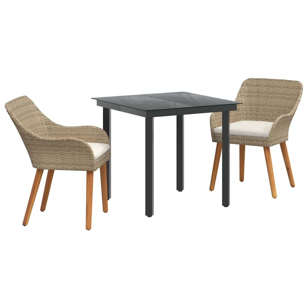 Garten Essgruppe mit Kissen 3 pcs Beige Poly-Rattan