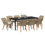 Garten Essgruppe mit Kissen 9 pcs Beige Poly-Rattan
