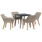 Garten Essgruppe mit Kissen 5 pcs Hellgrau Poly-Rattan