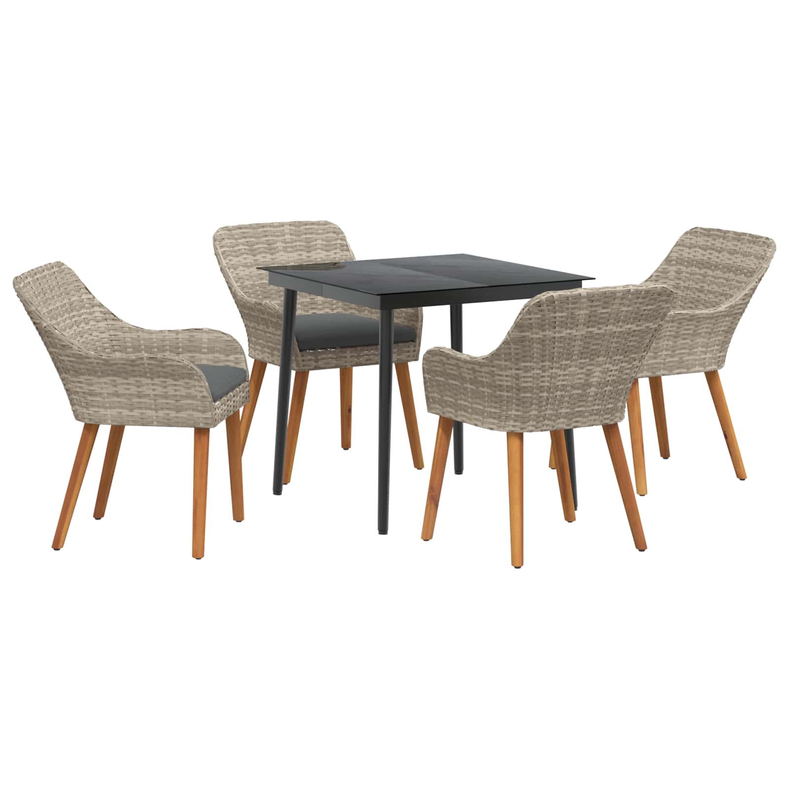 Garten Essgruppe mit Kissen 5 pcs Hellgrau Poly-Rattan