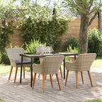 Garten Essgruppe mit Kissen 5 pcs Hellgrau Poly-Rattan