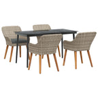 Garten Essgruppe mit Kissen 5 pcs Hellgrau Poly-Rattan