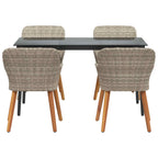 Garten Essgruppe mit Kissen 5 pcs Hellgrau Poly-Rattan