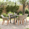 Garten Essgruppe mit Kissen 5 pcs Hellgrau Poly-Rattan
