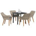 Garten Essgruppe mit Kissen 5 pcs Hellgrau Poly-Rattan
