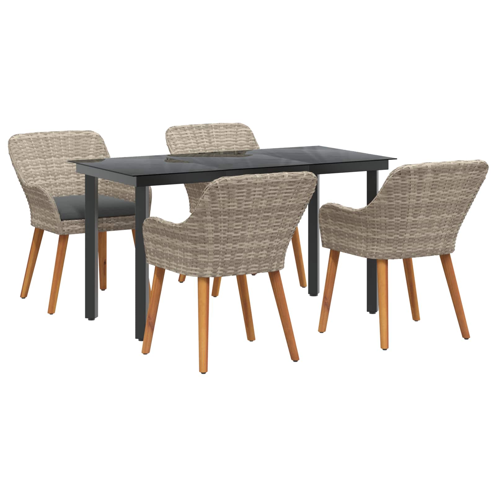 Garten Essgruppe mit Kissen 5 pcs Hellgrau Poly-Rattan