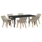 Garten Essgruppe mit Kissen 7 pcs Hellgrau Poly-Rattan