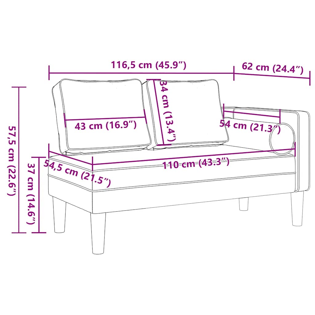 Chaiselongue mit Kissen Blau Stoff