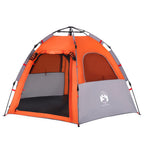 Campingzelt 4 Personen Grau und Orange Quick Release
