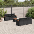 7-tlg. Garten-Sofagarnitur mit Kissen Schwarz Poly Rattan