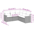 5-tlg. Garten-Sofagarnitur mit Kissen Schwarz Poly Rattan
