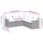 5-tlg. Garten-Sofagarnitur mit Kissen Beige Poly Rattan