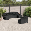 9-tlg. Garten-Sofagarnitur mit Kissen Schwarz Poly Rattan