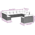 12-tlg. Garten-Sofagarnitur mit Kissen Schwarz Poly Rattan