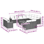 13-tlg. Garten-Sofagarnitur mit Kissen Schwarz Poly Rattan
