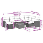 10-tlg. Garten-Sofagarnitur mit Kissen Schwarz Poly Rattan