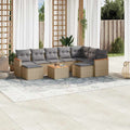 10-tlg. Garten-Sofagarnitur mit Kissen Beige Poly Rattan