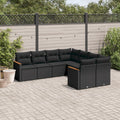 8-tlg. Garten-Sofagarnitur mit Kissen Schwarz Poly Rattan