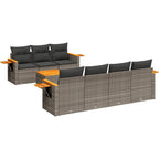 8-tlg. Garten-Sofagarnitur mit Kissen Grau Poly Rattan