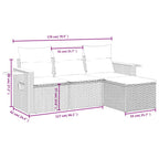 4-tlg. Garten-Sofagarnitur mit Kissen Beige Poly Rattan
