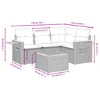 5-tlg. Garten-Sofagarnitur mit Kissen Schwarz Poly Rattan