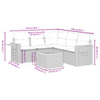 6-tlg. Garten-Sofagarnitur mit Kissen Schwarz Poly Rattan