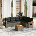 7-tlg. Garten-Sofagarnitur mit Kissen Grau Poly Rattan