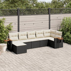 7-tlg. Garten-Sofagarnitur mit Kissen Schwarz Poly Rattan