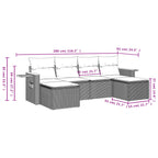 6-tlg. Garten-Sofagarnitur mit Kissen Schwarz Poly Rattan