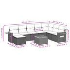 9-tlg. Garten-Sofagarnitur mit Kissen Schwarz Poly Rattan
