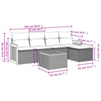6-tlg. Garten-Sofagarnitur mit Kissen Grau Poly Rattan