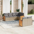 7-tlg. Garten-Sofagarnitur mit Kissen Beige Poly Rattan