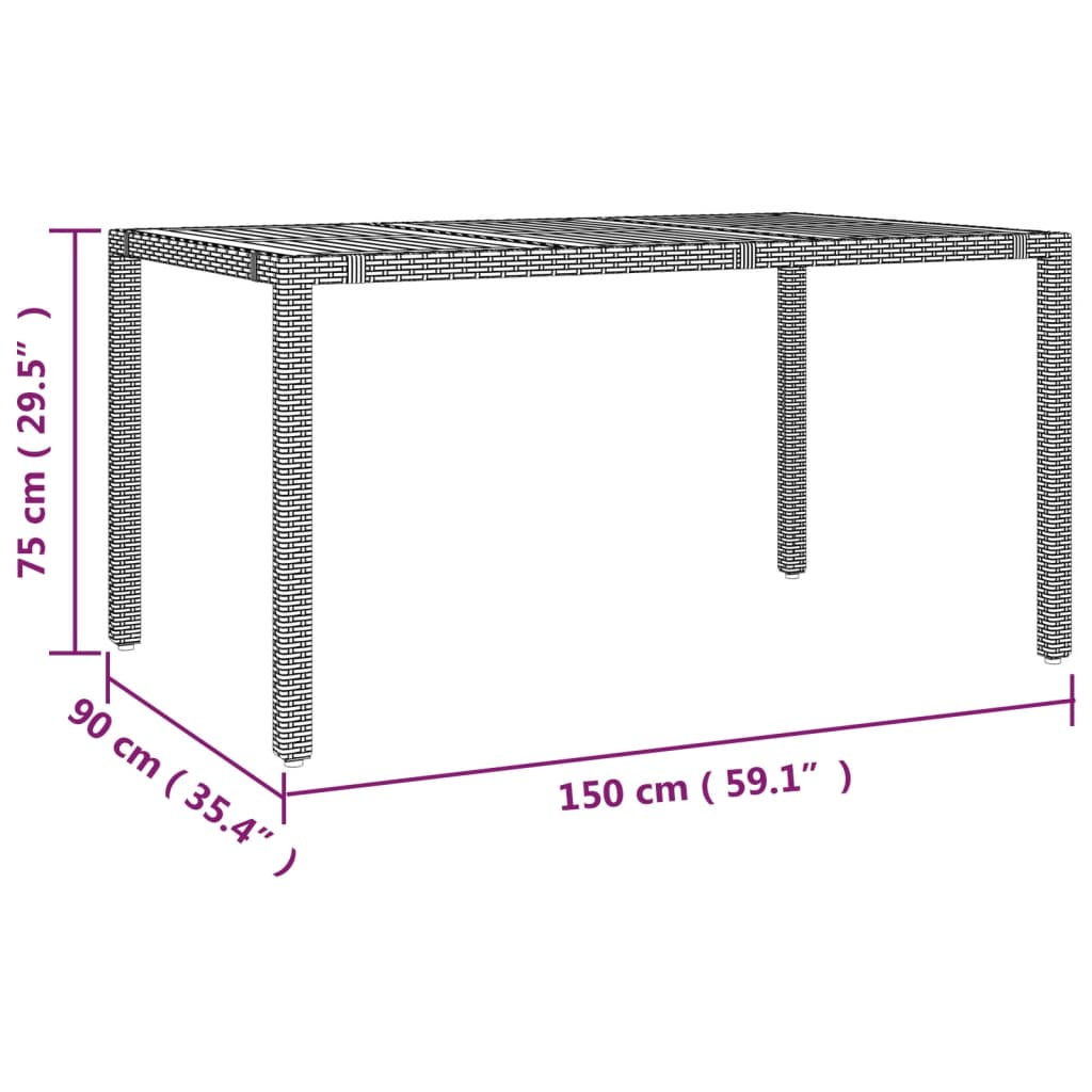 7-tlg. Garten-Essgruppe mit Kissen Schwarz Poly Rattan
