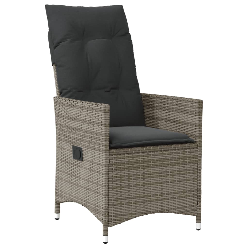 9-tlg. Garten-Essgruppe mit Kissen Grau Poly Rattan