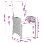 9-tlg. Garten-Essgruppe mit Kissen Grau Poly Rattan