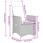 7-tlg. Garten-Essgruppe mit Kissen Grau Poly Rattan