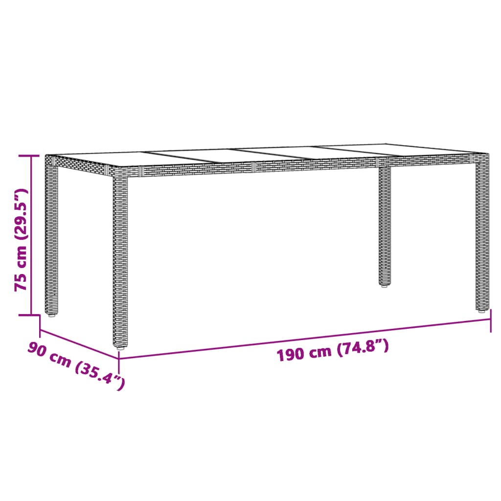 7-tlg. Garten-Essgruppe mit Kissen Grau Poly Rattan