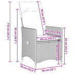 9-tlg. Garten-Essgruppe mit Kissen Grau Poly Rattan